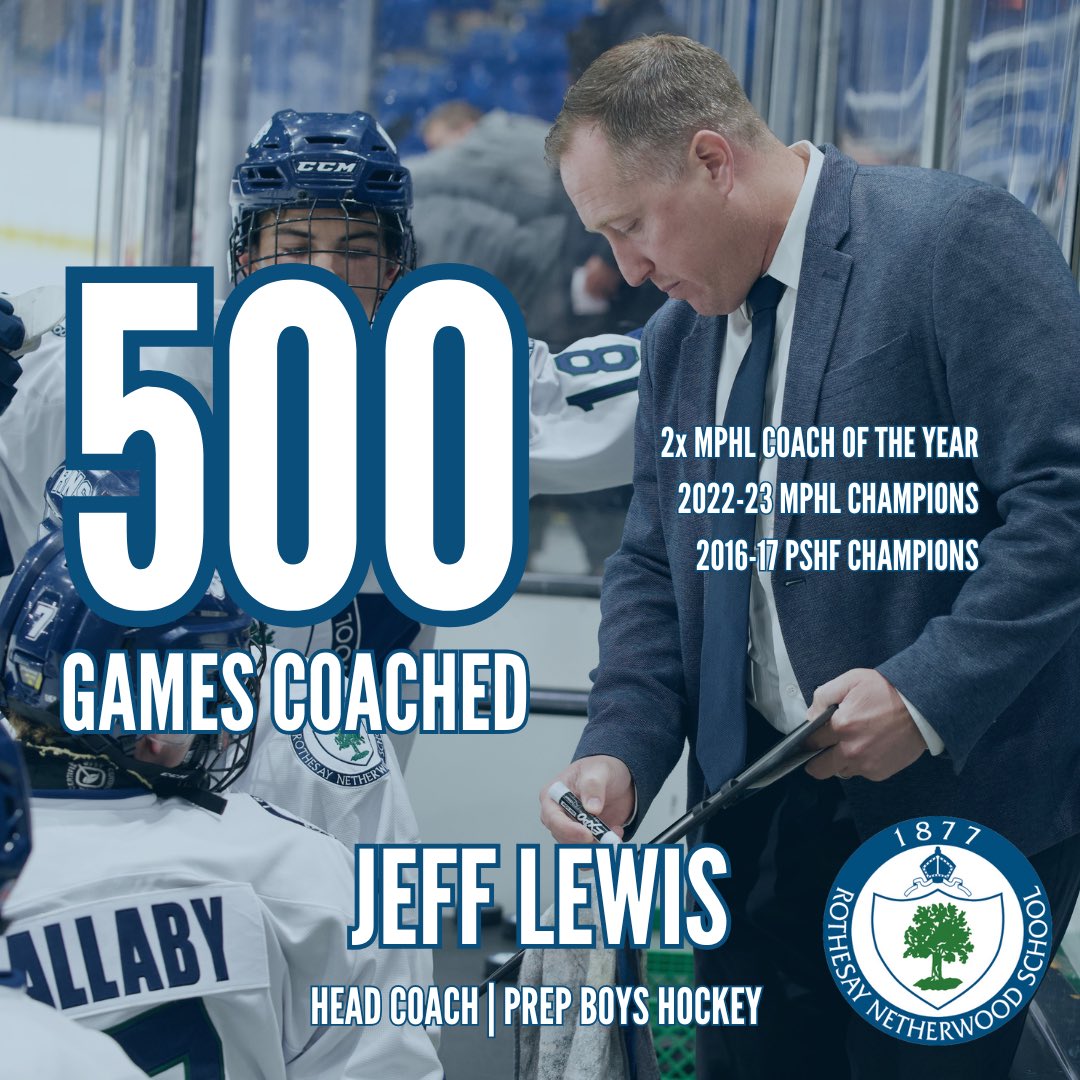 RNSPrepHockey's tweet photo. After yesterday’s win vs. Ridley, Coach Lewis has coached 500 games at RNS. Coach Lewis puts in hours upon hours for our student-athletes, both on and off the ice. We are so lucky to have him as part of our school! 

#Coach #HipHip #JGS https://t.co/WOAwwahWoG