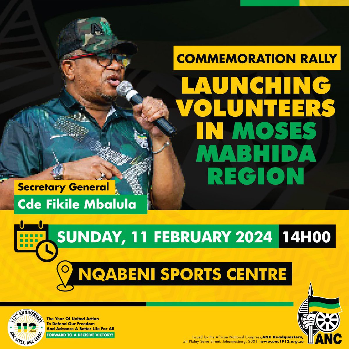 MbalulaFikile's tweet photo. Tomorrow I will address commemoration rallies where we will be launching ANC volunteers in the Matthews Meyiwa and Moses Mabhida regions, in KwaZulu-Natal. 
#RegisterToVoteANC 
#VOTEANC https://t.co/dlr3mbZ8P3