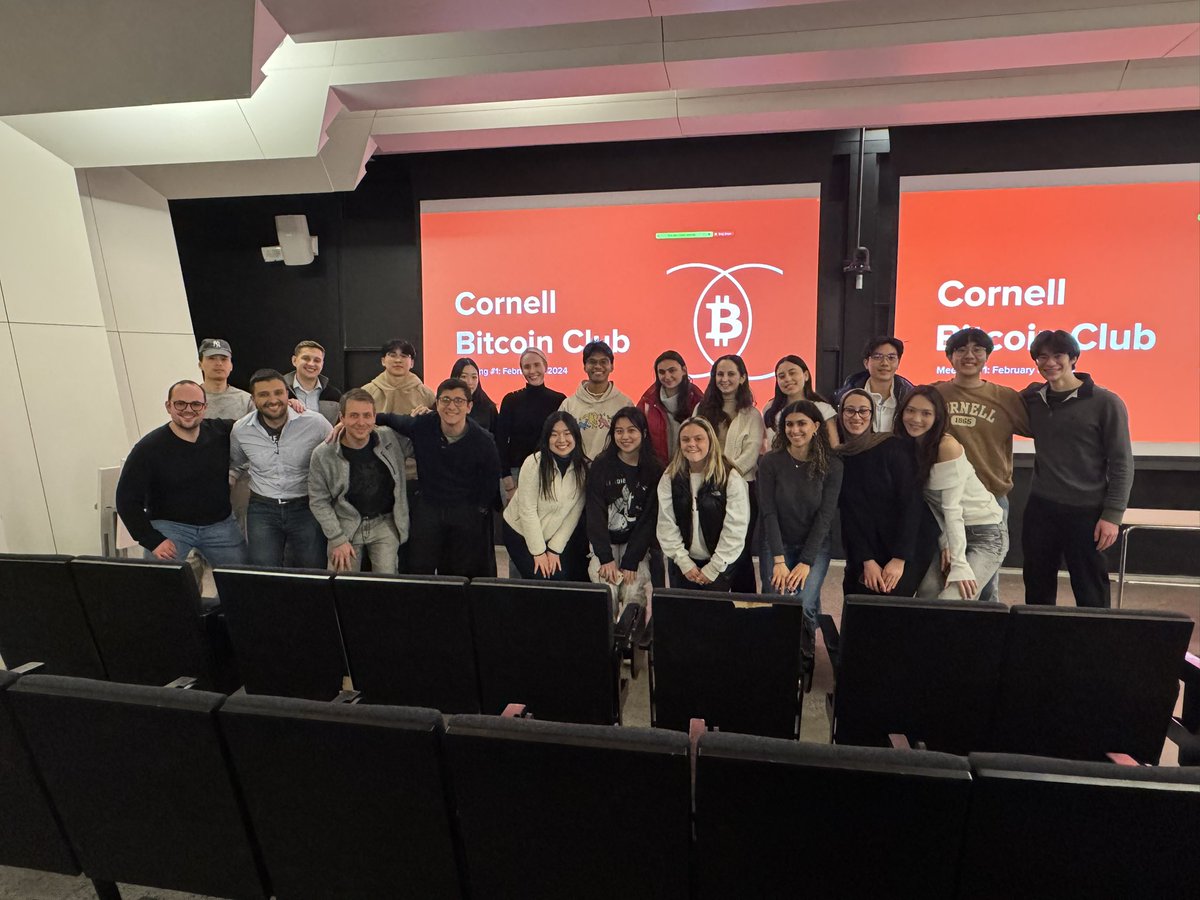 NEW: The first educational #Bitcoin club meeting at Ivy League school Cornell University took place yesterday.

The future is bright 👏