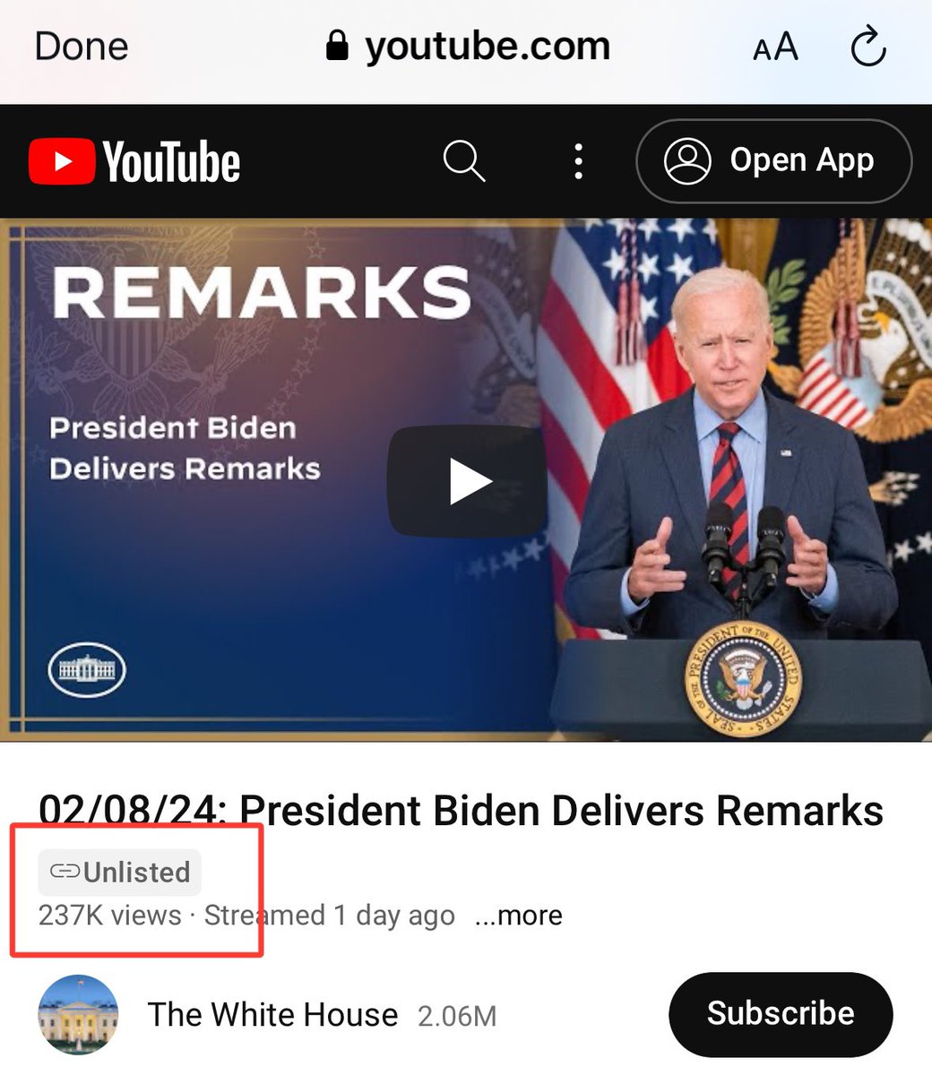 bennyjohnson's tweet photo. 🚨 BREAKING: The White House has now UNLISTED Joe Biden’s humiliating press conference from Thursday night, effectively hiding it from their page unless you have the direct link. https://t.co/0EnxDXnmAS