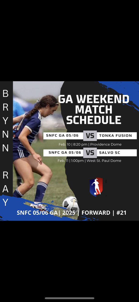 Final weekend of <a href="/GAcademyLeague/">Girls Academy</a> ‼️ Headed to the Twin Cities for the final 2 games of the season ⚽️❤️ <a href="/snfcexcellence/">SNFC G GA 05/06</a> <a href="/SNFCGirlsGA/">SportingNEGirlsGA</a> <a href="/LBax01/">Luke Baxter</a> <a href="/AlexMas678/">Alex Mason</a>