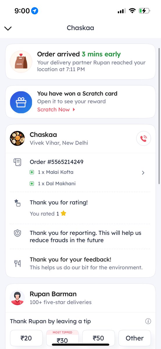 parth_cham's tweet photo. #Zomato is a fraud company. Today i ordered two veg dishes and these people sent two non veg dishes. I am a #hindu . Zomato has cheated me and i want strict action against such a fraud company. #BJP #swiggy #cheaterexposed #fraud #WHO #police https://t.co/IxkexJM2TW