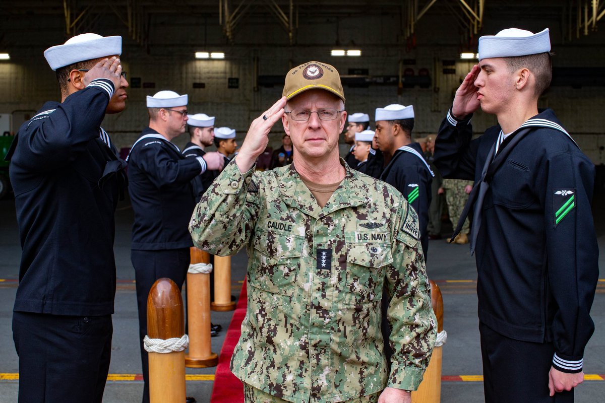 Chairman of the Joint Chiefs of Staff Gen. C.Q. Brown, Jr. and Commander, U.S. Fleet Forces Command, Adm. Daryl Caudle, tour the world's largest aircraft carrier #USSGeraldRFord (#CVN78) with Capt. Matthew Mulcahey, executive officer of Gerald R. Ford, Feb. 9, 2024.
#USNavy