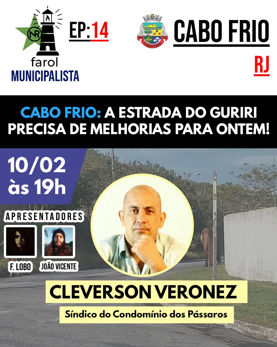 Hoje às 19h eu e o Sotz vamos entrevistar o Cleverson Veronez, síndico de um condomínio grande no bairro do Guriri aqui em Cabo Frio. 

No canal da <a href="/br_resistencia/">Nova Resistência 🇧🇷</a> .

youtube.com/watch?v=53Q4w7…