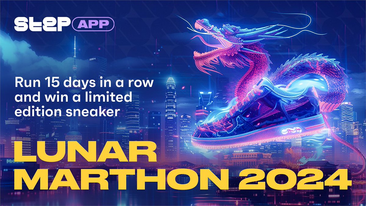 StepApp_'s tweet photo. ✨🏃‍♀️ Get ready to sprint into the Lunar New Year with Step App 🏃✨

👋 Hey, Steppers! 
To kick off the festivities, we're launching a marathon to boost growth, progress, and prosperity. 
Join the fun and stand a chance to win an exclusive DRAGON SNEAKER 🐉

Here's how to participate:
1⃣ Retweet this post to spread the word;
2⃣ Commit to daily runs for the next 15 days (you can check your streak in the ‘Profile’ tab);
3⃣ The marathon runs until 26.02.2025 — complete it without missing a day to enter the lottery!

🏆 The prize:
A limited-edition sneaker designed to honor the #LunarNewYear, with unique qualities 👁️

Don't miss out on the chance to elevate your running routine, friend — lace up, level up, and celebrate Lunar New Year with us! 🎇

#StepApp #MoveToEarn