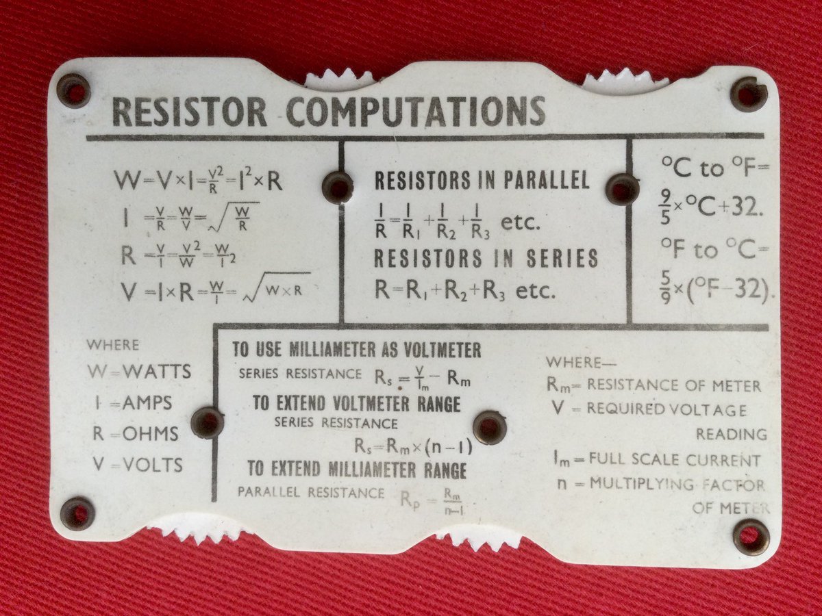 StructEngJim's tweet photo. Attic find #2 - My grandfather’s vintage resistor colour code calculator.  Cleaned up nicely! https://t.co/chkkQOT4Z0