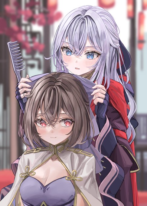 アレクサンドラ&シャリーファ❤💜漢服ドレスのお出かけ準備 