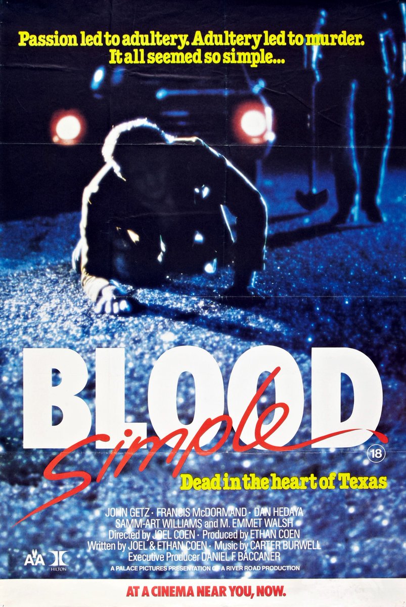 #bloodsimple 1984 🇺🇸 
Dir:#joelcoen #ethancoen
Prot:#francesmcdormand #danhedaya #emmetwalsh #johngetz 
Julian marty, dueño de un bar de mala muerte, sospecha que su mujer abby, lo engaña con uno de sus empleados, y contratara a un sordido detective, para eliminarlos  #review