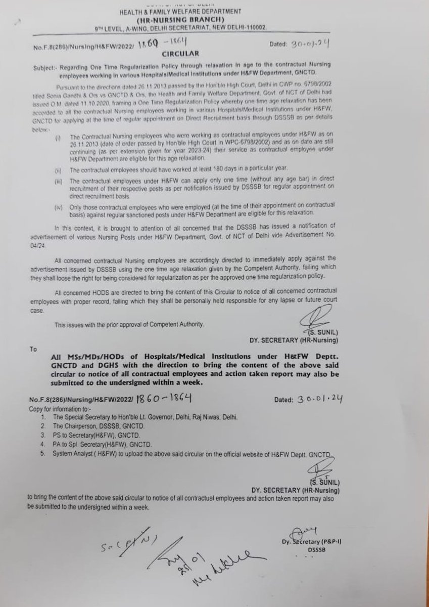 jvyas44's tweet photo. @ArvindKejriwal हाई कोर्ट के ऑर्डर के बाद प्रशासन का ONE TIME REGULARISATION POLICY के नाम पर H&amp;FW में दशकों से Sanctioned Post पर कार्य कर रहे स्वास्थ्य कर्मचारियों को मात्र Age Relaxation policy देना एक झुनझुना पकड़ा देना जैसा है क्या ये ऑर्डर न्यायोचित एवं तर्कपूर्ण है
@LtGovDelhi 
@BJP4Delhi https://t.co/TI2twCE74P