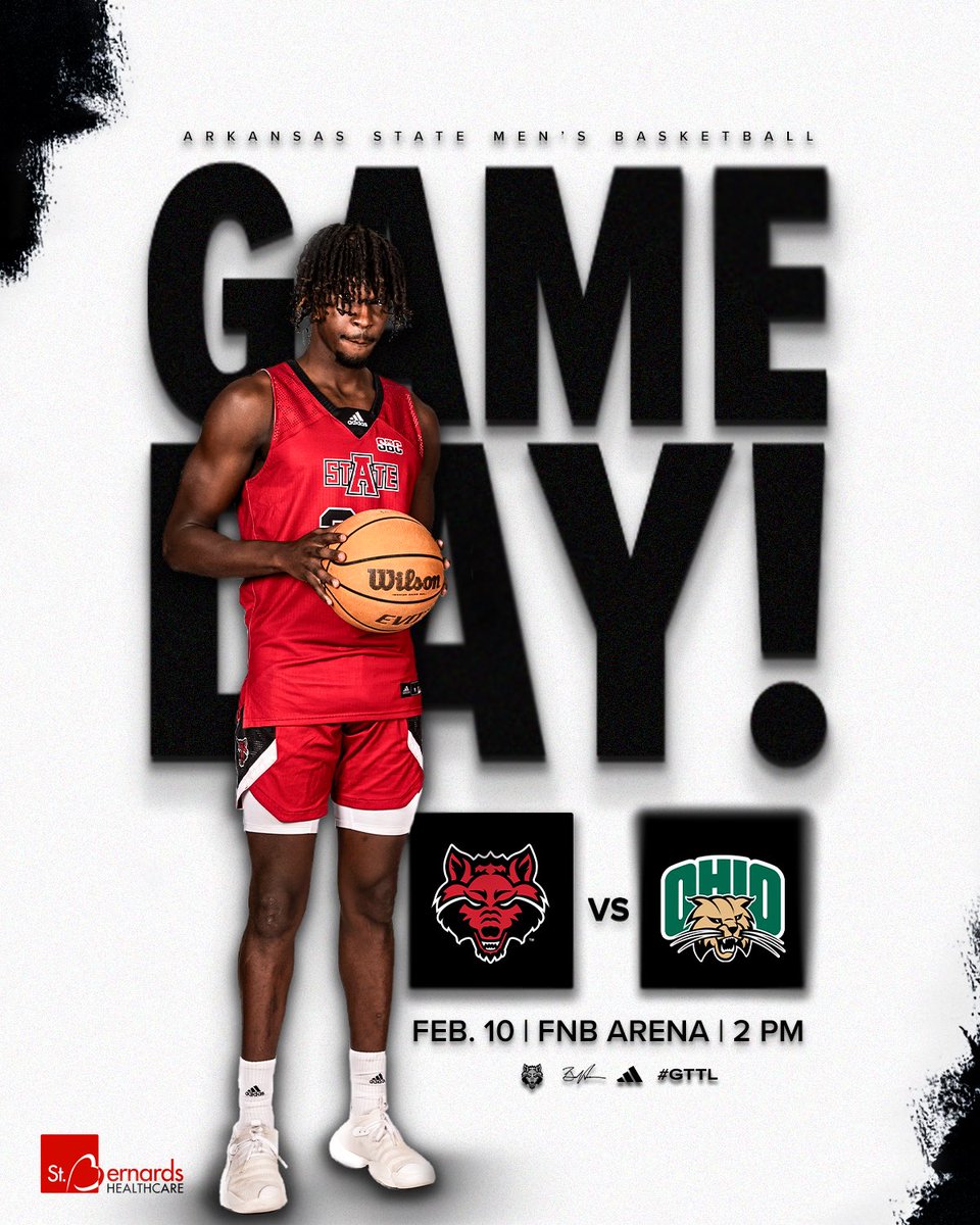 AStateMB's tweet photo. It’s 𝐆𝐀𝐌𝐄𝐃𝐀𝐘‼️

🆚 Ohio
🕑 2 PM
📍 Jonesboro
🏟️ FNB Arena
📺 https://t.co/n7yQFswLnV 
📊 https://t.co/yuHpNZwHQn 
📻 https://t.co/Re6BvguhFH 

#GTTL | #WolvesUp https://t.co/JCUcI5Cwq4