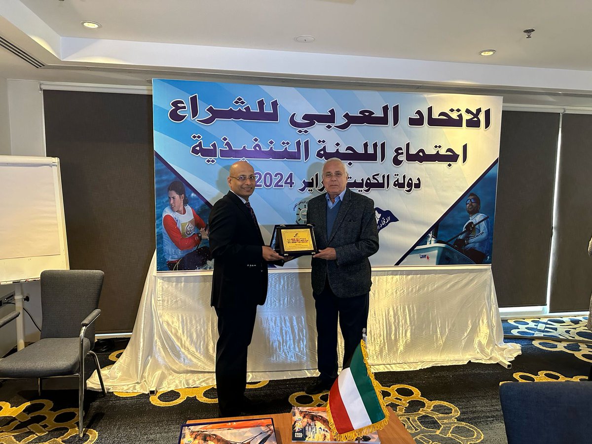 ASAFUpdates's tweet photo. Arab Sailing Championship
President ASAF @malavshroff presenting the ASAF plaque of honour and Annual Report to H.E. Sheikh Khalifa Abdullah Al Khalifa and Saeed Kamal Zada, President and Sec Gen of the Arab Sailing Federation

#ArabSailingFederation @ASAFUpdates @worldsailing https://t.co/c6pN1M9zGK