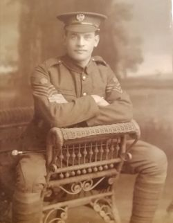 harwich1418's tweet photo. 10 Feb 1918.
CSgt (CQMS) Went, Allen G.
8 Bn Essex Regt.
Aged 35.
Dovercourt.
Son of William and Rose. Husband to Mabel Priscilla of Ilford.
Buried at Woodgrange Park Cemetery, 23,7159.

Picture reproduced with thanks to Great Grandson #2 https://t.co/OcYM7PTGuG