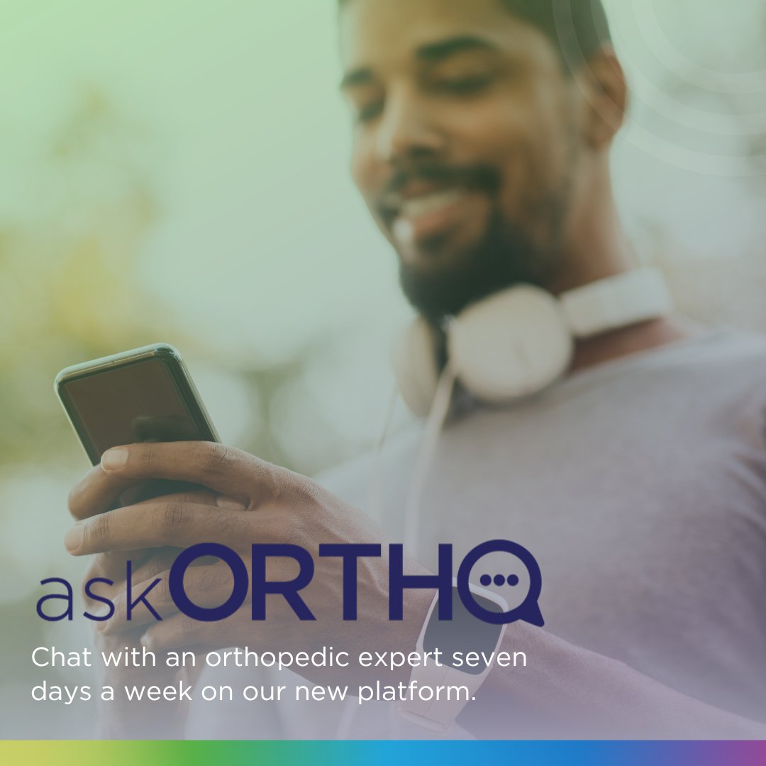 Need medical advice for an injury? askOrtho is here to help, and it won't cost you a thing. Head to our website, chat with our experts online and let us guide you towards the right next steps. 

Get started here: orthone.co/ask-ortho