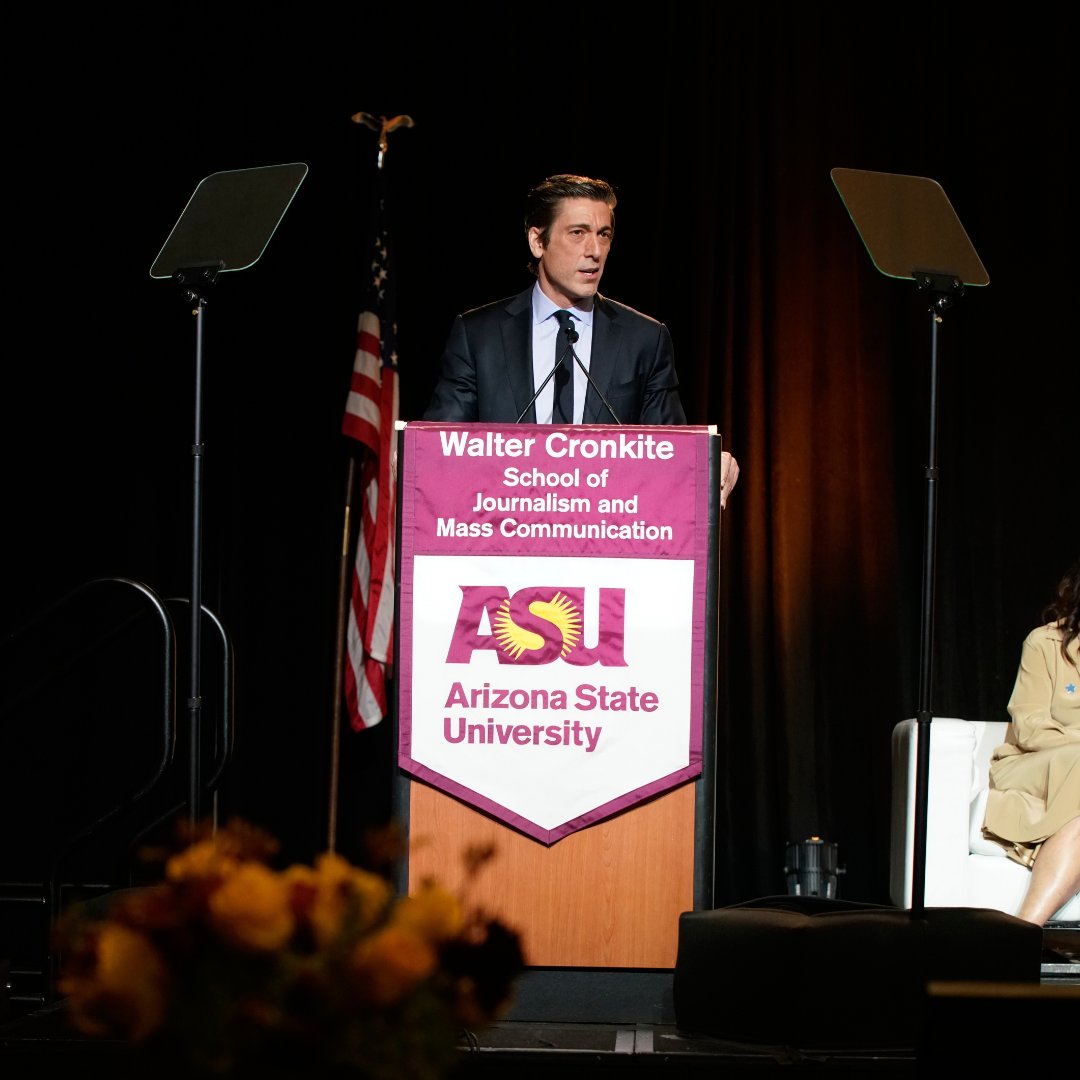 Cronkite_ASU's tweet photo. Still reeling over the excitement of watching @davidmuir accept the #CronkiteAward for Excellence in Journalism? You aren't the only one! Thank you to everyone who showed up and took part in making the day a successful one. #CronkiteNation https://t.co/wkGfe5CQzF