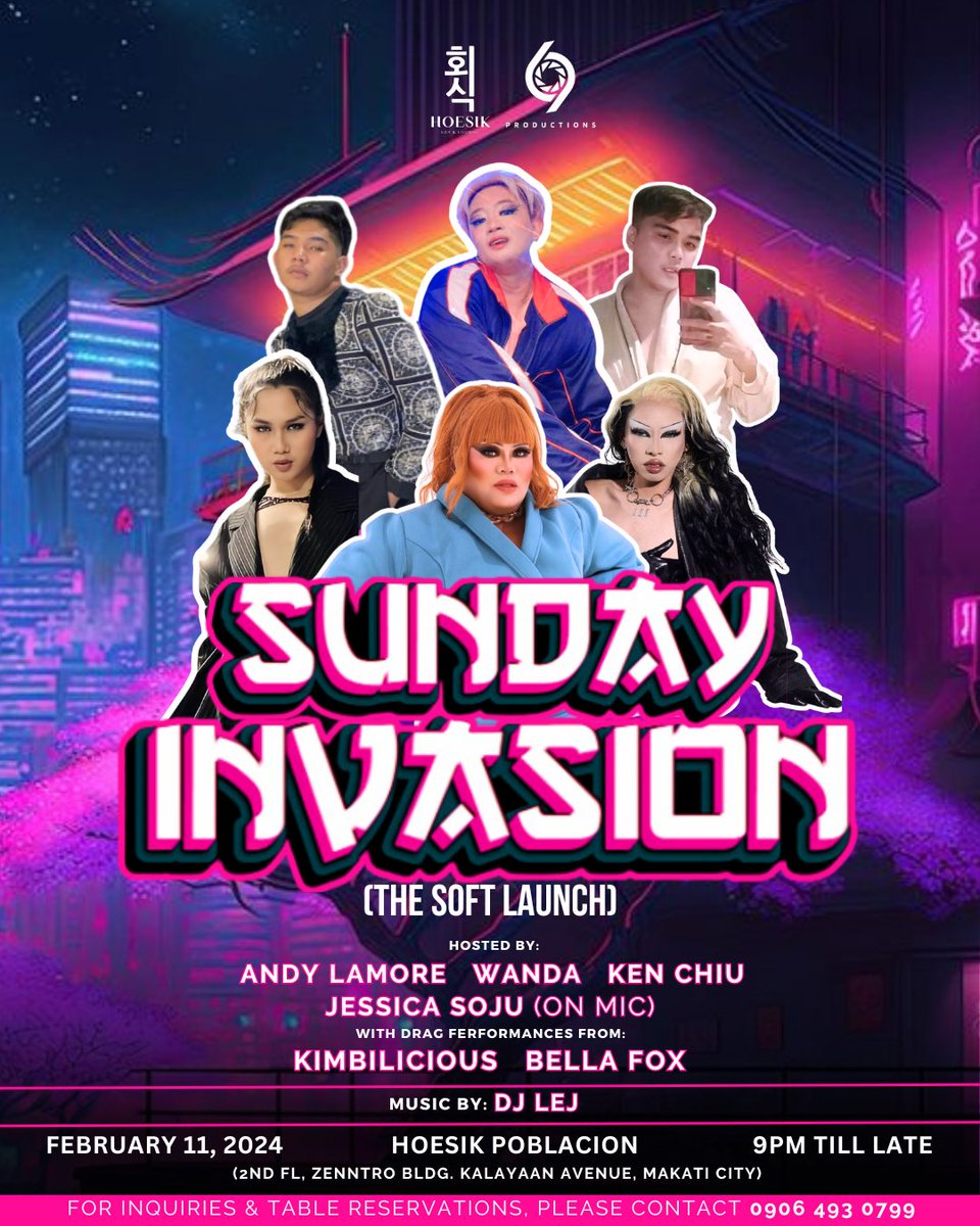 NI HAO, KONNICHIWA, SAWADEE KA or should we say ANNYEONG HASEYO SA IMONG TANAN!

Bukas na ang soft launch ng Sunday Invasion only at Hoesik Makati.

Hosted by Ken Chiu, Wanda, Andy + @ohmysalmyy (On Mic) 

With performances from <a href="/msbellafox/">bella fox</a> &amp; @Kimbiliciousss 

Beats by DJ LEJ