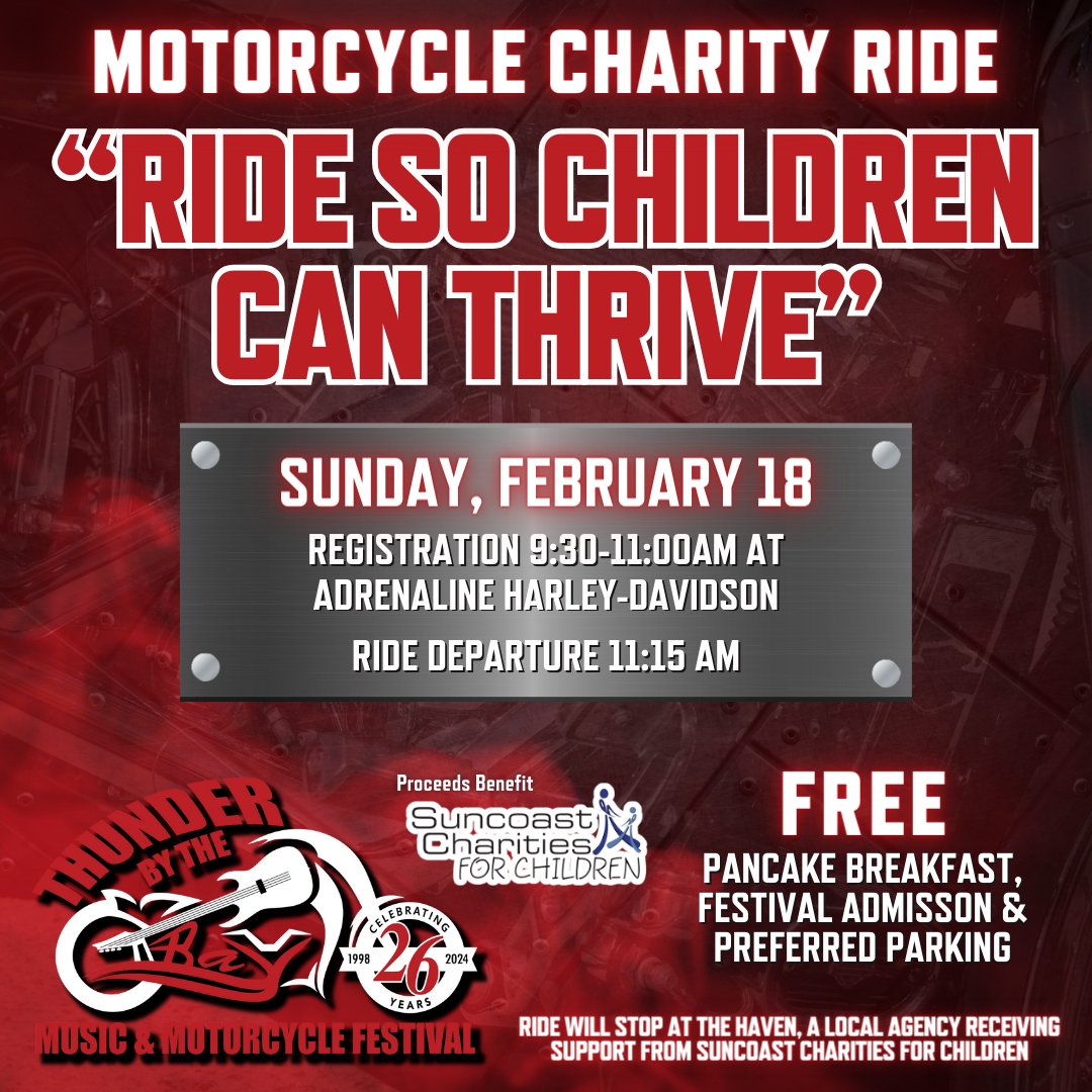 thunderbythebay's tweet photo. It’s time to come together and “Ride So Children Can Thrive!” 🏍♥
Registration is just $20 in-person at Adrenaline Harley Davidson or online, here: https://t.co/eeqA2CKrY4. #tbtb2024 https://t.co/tD7sotJGEe