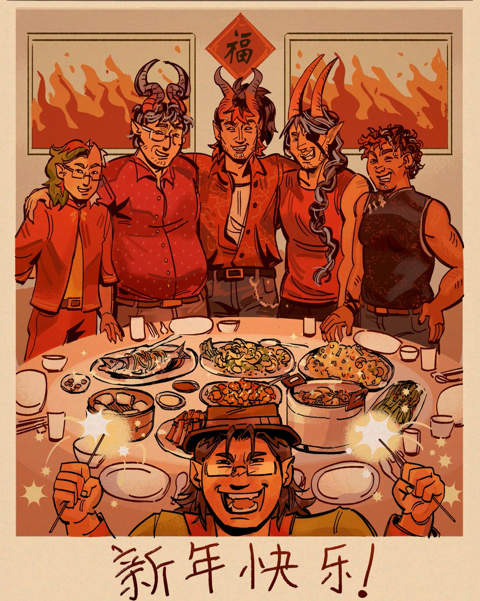 7cfc00's tweet photo. theyre having reunion dinner in hell!! #dndads #dndadsfanart #dungeonsanddaddies https://t.co/E39Ci2AUbL