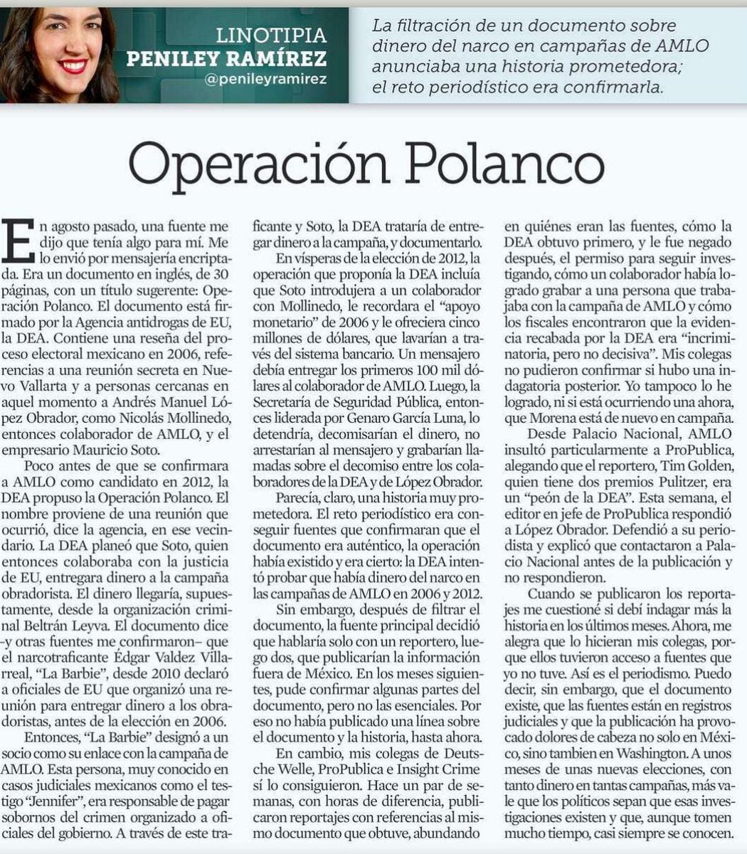 JLozanoA's tweet photo. ⚠️Después de leer a @penileyramirez en @Reforma y confirmar lo que dejó de ser un secreto a voces me pregunto si la fobia de AMLO contra García Luna es porque este último le desmanteló su red de apoyo y protección, incluida la aprehensión de “La Barbie” en 2010.

#NarcoPresidente https://t.co/S8WsblorHA
