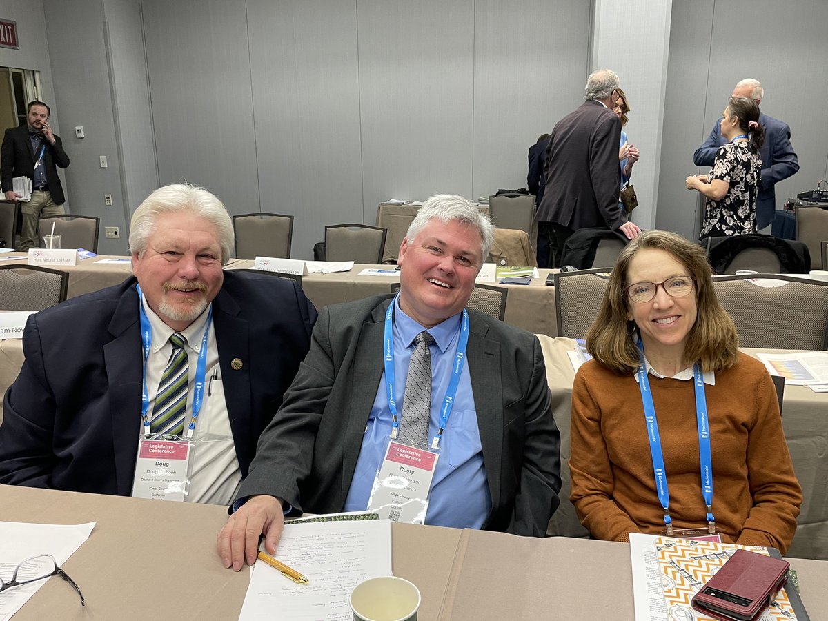CSAC_Counties's tweet photo. Strong #CACounties representation at the @NACoTweets Agriculture and Rural Affairs Policy Steering Committee where attendees discussed the challenges facing rural America.

📸: #KingsCounty Supervisors Doug Verboon and Rusty Robinson with @CountyofNapa Supervisor @AnneCottrell. https://t.co/bTpGhSAgmF