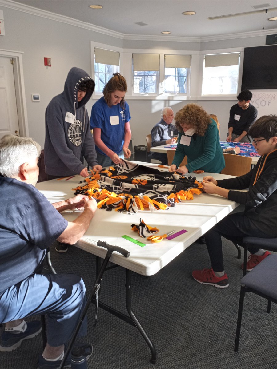 ysop's tweet photo. Intergenerational volunteers came together at the Pelham Town Library to make blankets for families in need. They enjoyed camaraderie and lively conversation. https://t.co/S3C6BlSZEl