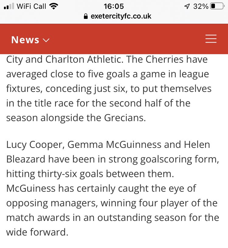 #afcb women Nice to know that @Jones2Abby was Player of the match against Exeter but not mentioned by @AFCBournemouthW Also brilliant that @GemmaMcGuinness has 4 awards so far this season, has anyone got a complete list?