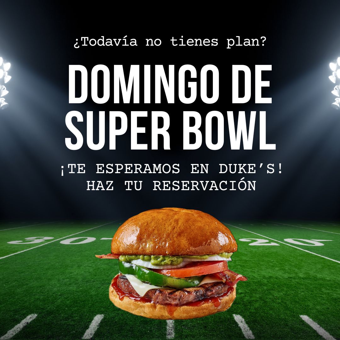 DUKESBURGERSMX's tweet photo. ¡Este domingo te esperamos a partir de las 2:00 pm en 🍔 DUKE'S con todo lo que necesitas para disfrutar del 🏈 #SuperBowl! Haz tu reservación al ☎️ 5554848339 y asegura tu lugar.

📍 Felipe Carrillo Puerto 95 - Planta Alta, #Coyoacán
📺 2 pantallas 
☀️ Terraza al aire libre https://t.co/TsP8pz7eLE