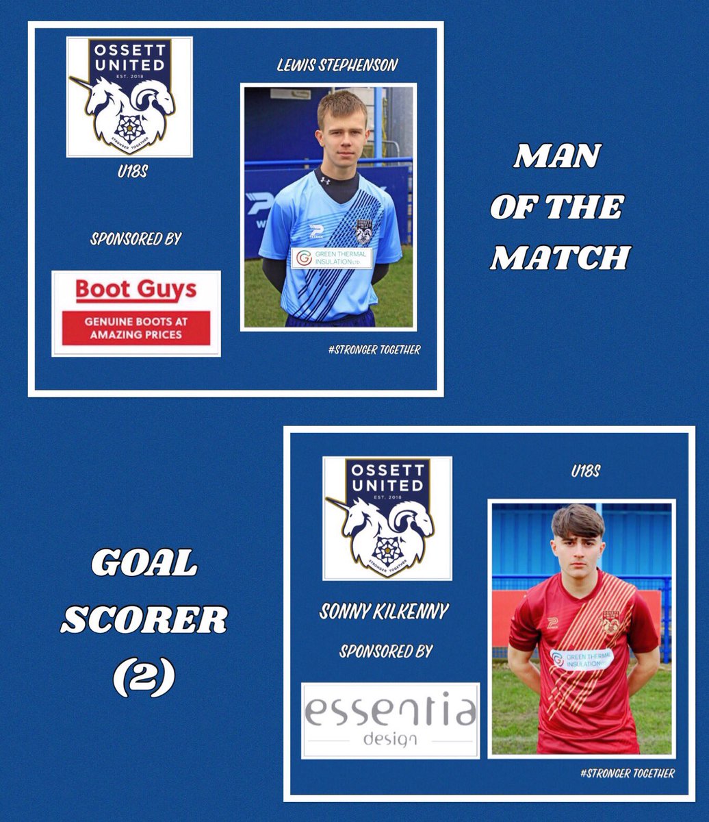SedgeU18sU23s's tweet photo. Great performance from our @OssettUnited u18 team today against the u18 JPL leaders. Sonny Kilkenny got two great goals and our skipper, Lewis Stephenson, got the referees MOM - well deserved 👏 - Well done all 👍⚽️@YEFA2016 https://t.co/Ob0zomGsRM