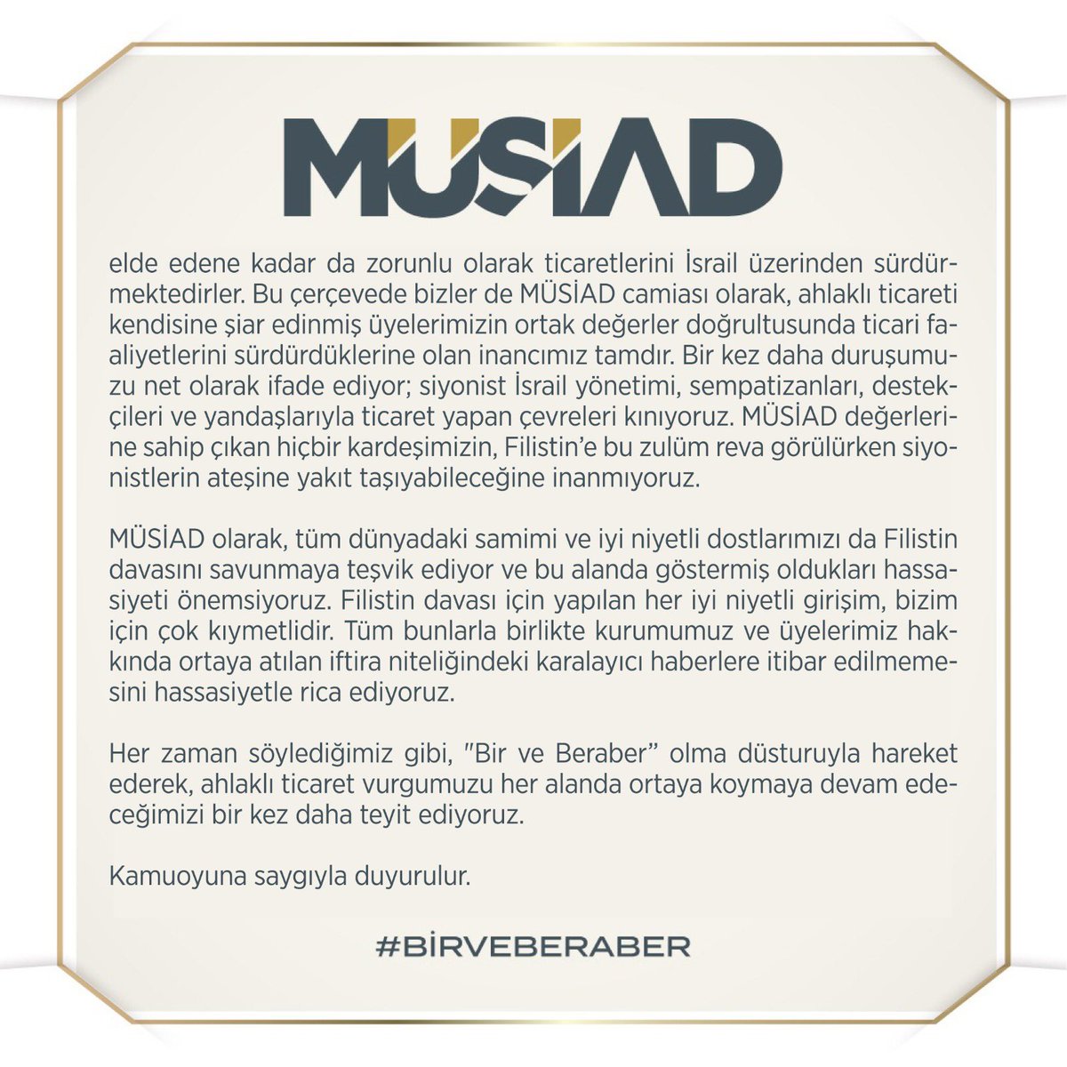 Kamuoyuna saygıyla duyurulur.