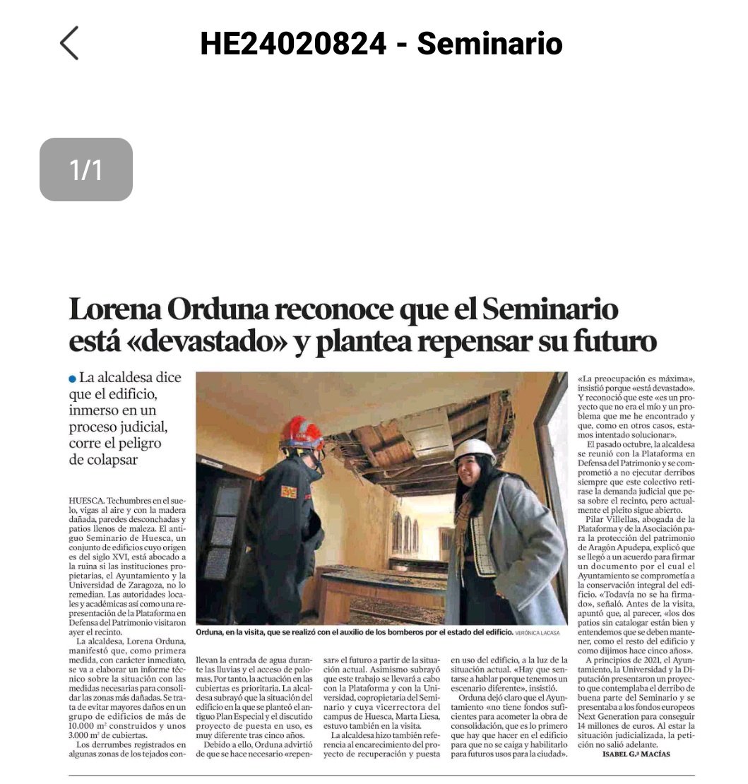 ... visto el estado que cabía esperar, nada nuevo en las dimensiones de un gran edificio, en todos los sentidos, abandonado casi a su suerte durante más de 20 años, sin apenas actuaciones de mantenimiento, propiedad del <a href="/aytohuesca/">Ayuntamiento de Huesca</a> .

<a href="/PatrimonioOsca/">Plataforma de Defensa del Patrimonio de Huesca</a> 
<a href="/UnionPatrimonio/">Unión por el Patrimonio</a>
<a href="/Sinuhe771/">Sinuhe77</a>