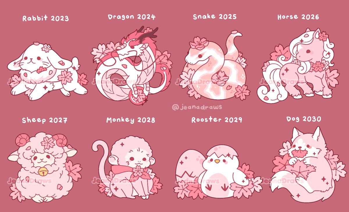JeanaDraws's tweet photo. happy year of the dragon 🐉🌸 https://t.co/WYLBgDCMI7