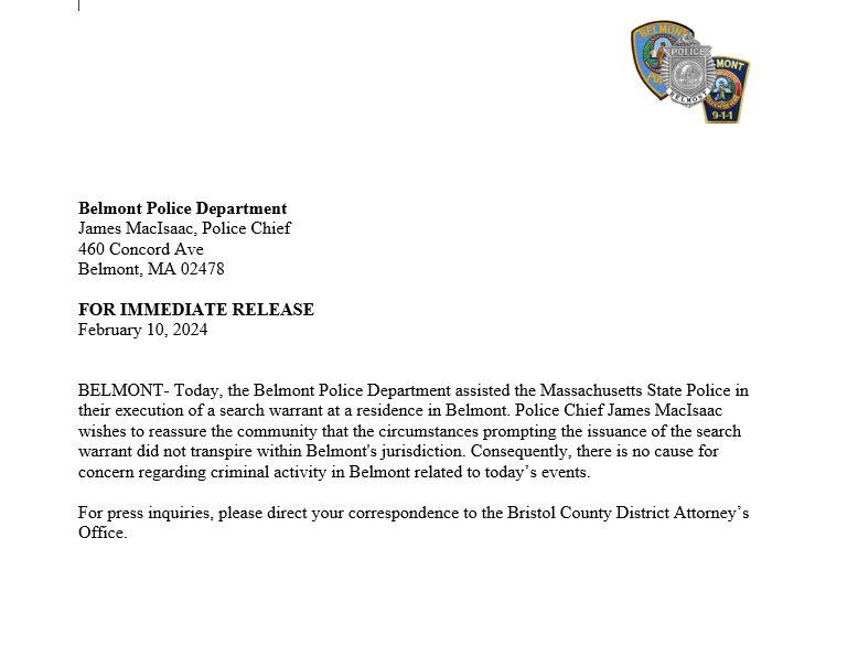 Belmont, MA Police (@belmontpd) on Twitter photo 