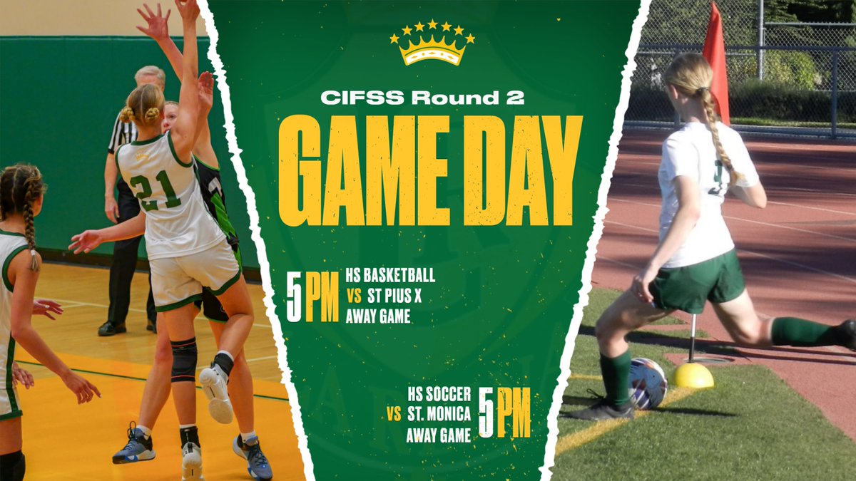 Both soccer and basketball are playing in the CIFSS playoffs second rd today at 5PM.  Soccer is playing St. Monica Prep @ Airport Park in Santa Monica, and basketball is traveling to play St. Pius X - St. Matthias Academy in Downey.  Good luck girls!  <a href="/vcspreps/">VCS Preps</a> <a href="/TheAcornSports/">Acorn Sports</a>