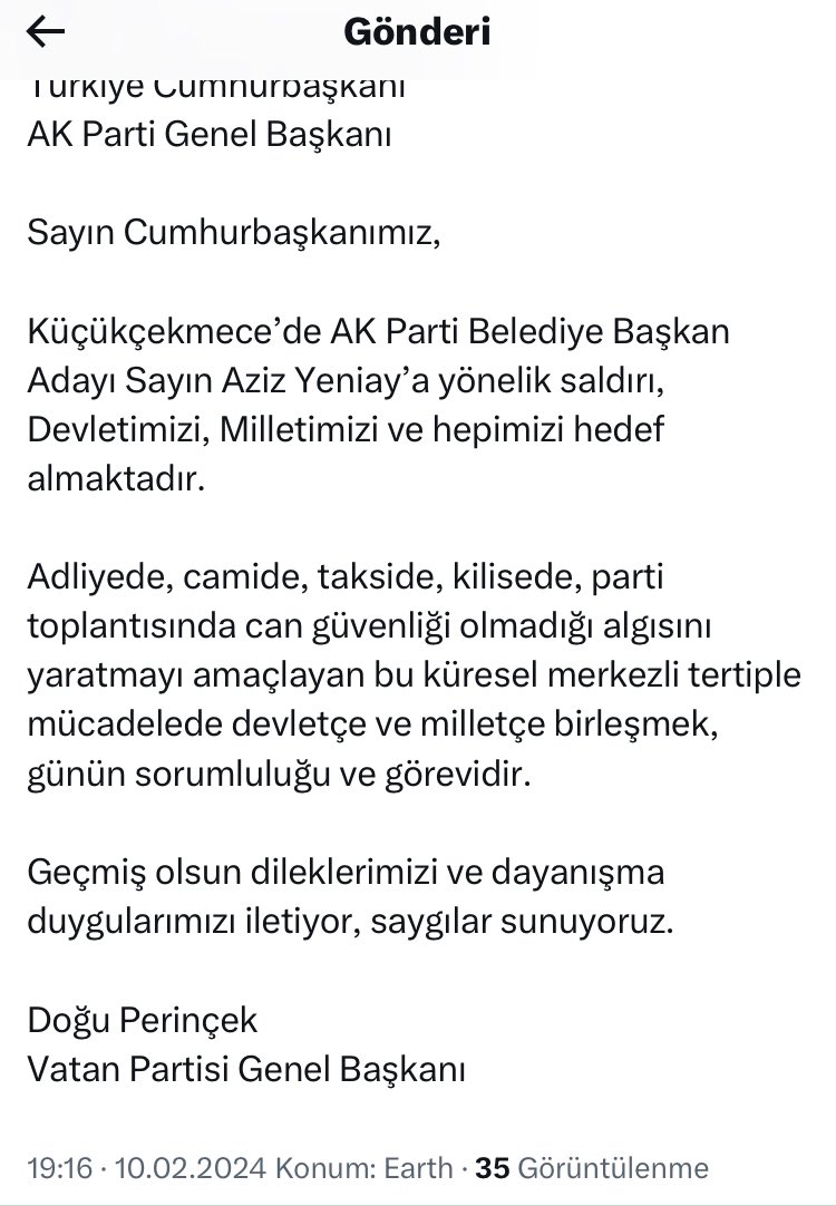 dilekmekci's tweet photo. 📌 Ülkedeki örtbas ve kumpas yargısının, hukuksuzluğun, huzursuzluğun baş mucitlerinden Doğu Perinçek; Sayın Cumhurbaşkanı Recep Tayyip Erdoğan’ı etiketleyerek son dönemdeki provokatif saldırılara ilişkin bir tweet attı ve sonra hemen tweeti sildi. 

📌 Aynı tweeti başlangıç kısmına “Sayın Recep Tayyip Erdoğan,  Türkiye Cunhurbaşkanı, Ak Parti Genel Başkanı” ibarelerini ekleyerek tekrar attı ve bu kez Sayın Cumhurbaşkanı Recep Tayyip Erdoğan’ı etiketlemedi.

📌 Doğu Perinçek’in tweetinin anlamını ve amacını yorumlamıyorum, kamuoyunun takdirine bırakıyorum…