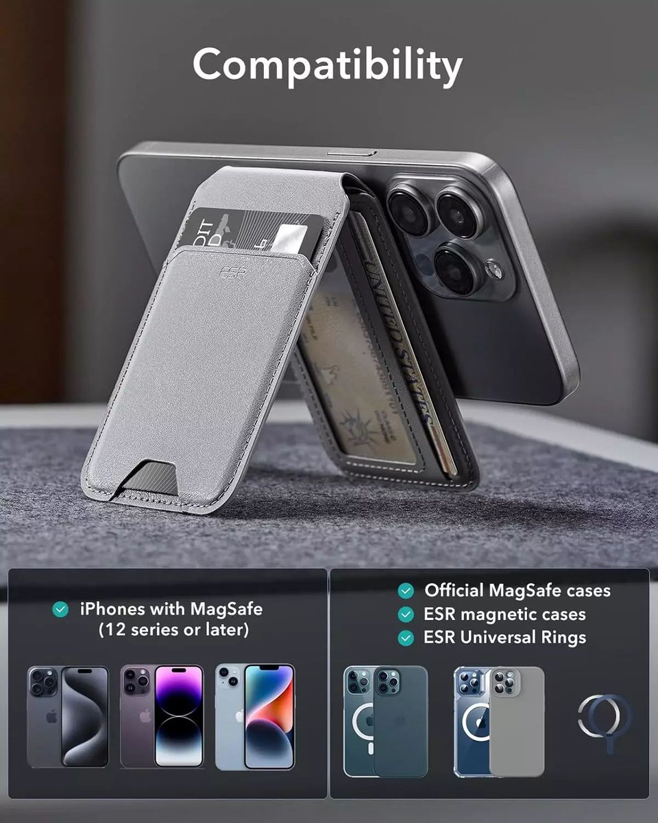 STTech11's tweet image. ESR
Magsafe Wallet &amp;amp; Stand by ESR made from Vegan Leather by ESR – 
Natural Titanium
Blue Titanium