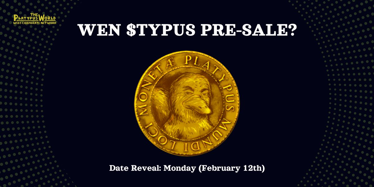 WEN $TYPUS PRE-SALE❓ This Monday, February 12th, we will Reveal the Official Date of $TYPUS Pre-Sale. Comment below which day the Pre-Sale will be and Tag 2 friends, 200 $ADA Prize to be distributed among all those who guess correctly. The demand for $TYPUS will be huge, so…