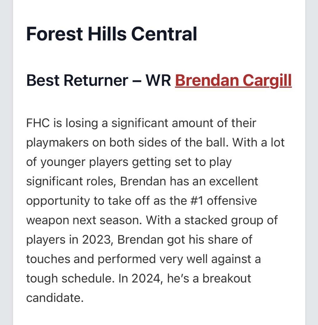 brendancargill1's tweet photo. Thank you @PrepRedzoneMI @alex_pallone for the write up. Big things to come next year! @PrepRedzone @on3 @247Sports https://t.co/WSJYknpUzY