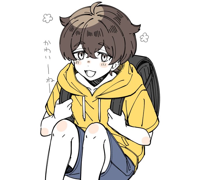 「brown hair yellow hoodie」 illustration images(Latest)