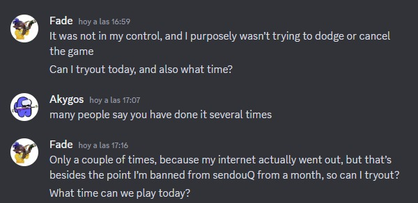 El_Espace's tweet image. Follow-up: He just ignored what he did so far and excused himself with lies like if we all didnt know how he really is. But the AUDACITY to say he doesnt need tryouts cuz "HE IS SO GOOD" bro Im loosing it, this guy's unable to learn from his mistakes Thank god he's banned from SQ