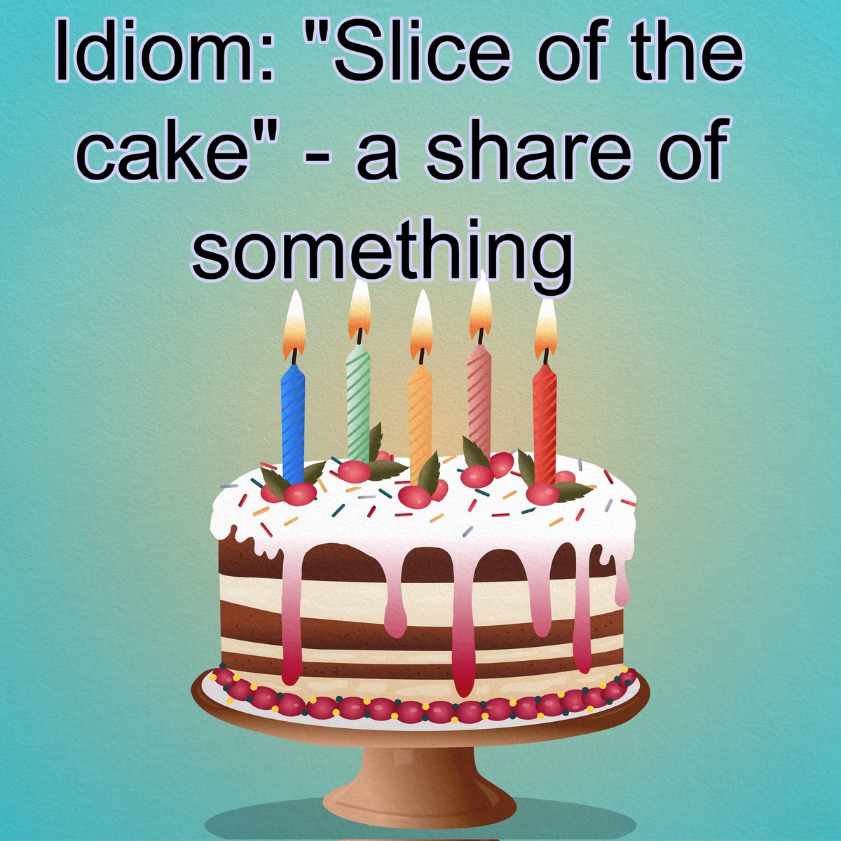IdiomConnectio1's tweet photo. 💙Idiom

💙"Slice of the cake" - a share of something (money etc.)

💙"The government wants a slice of the cake from the new business."
💙"The business is doing well and the workers want a slice of the cake."
💙"Everybody is working hard so  should get a slice of the cake." https://t.co/JJz5CfiHBx