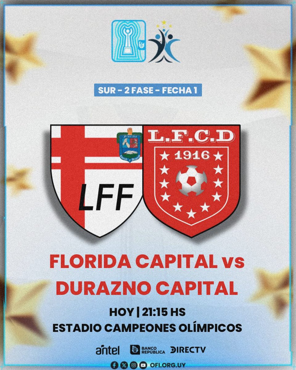 OFIUruguay's tweet photo. 🫡 20ª 𝑪𝒐𝒑𝒂 𝑵𝒂𝒄𝒊𝒐𝒏𝒂𝒍 𝒅𝒆 𝑺𝒆𝒍𝒆𝒄𝒄𝒊𝒐𝒏𝒆𝒔
Florida Capital 🆚 Durazno Capital
🗓 Sábado 10 de febrero 🕞 21:15Hs
🏟 Campeones Olímpicos
📺 Canal 317 @dsportsuy y @dgo_latam
💻 Plataforma https://t.co/cCYQsR5e8B para el Mundo
#LaMayorRedDeportivadelPaís https://t.co/qZGrtNdbRE