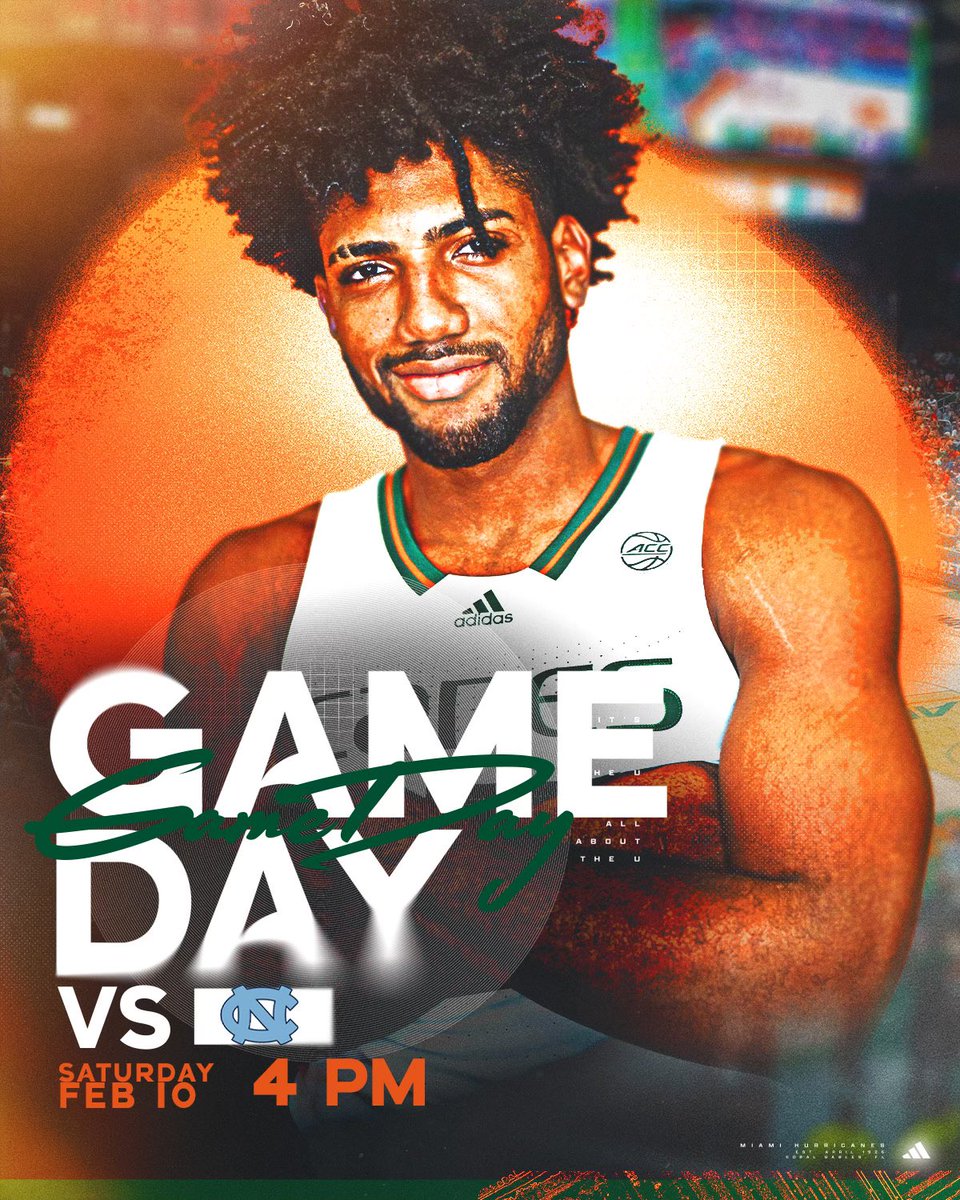 CanesHoops's tweet photo. SOLD OUT GAMEDAY! 

🆚 UNC
🕖 4PM
📍 @watscocenter 
📺 ESPN
📻 @560WQAM https://t.co/52EaGGr9cj
