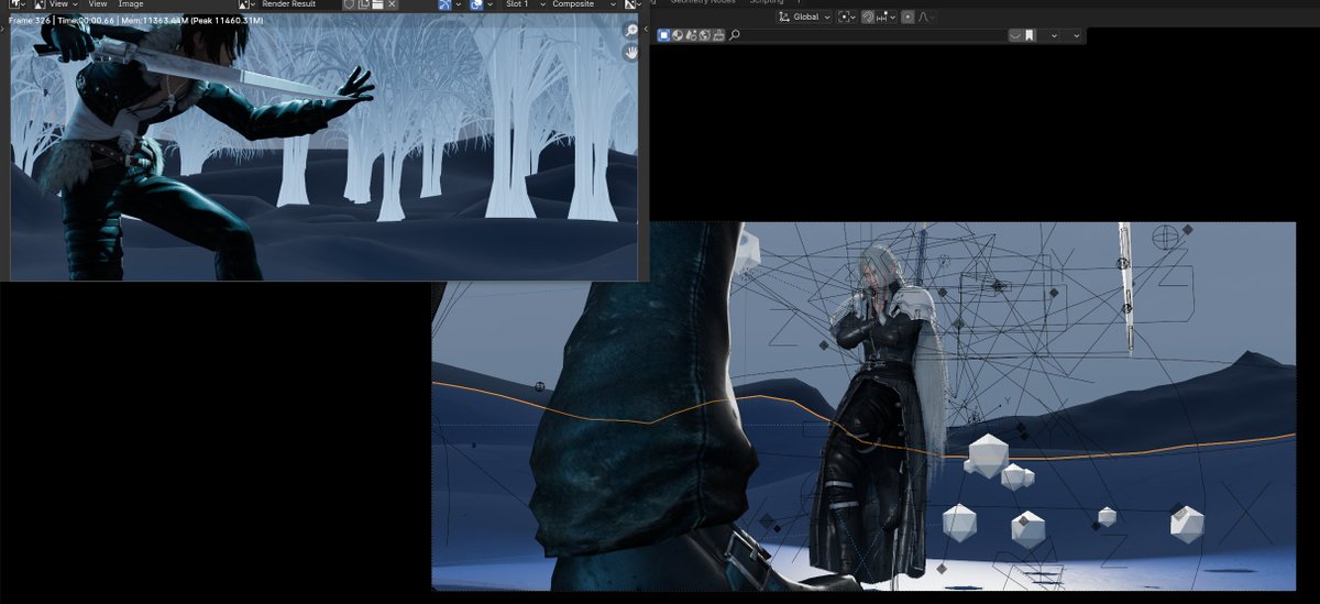 Ça fait 3 semaines et un jour que je bosse sur l'animation que je rêvais de faire quand j'étais gamin, e soir je lance le dernier rendu dans le moteur real time pour prendre mes dernières notes et demain je commence le vrai rendu de 60h, trop hâte 🤓