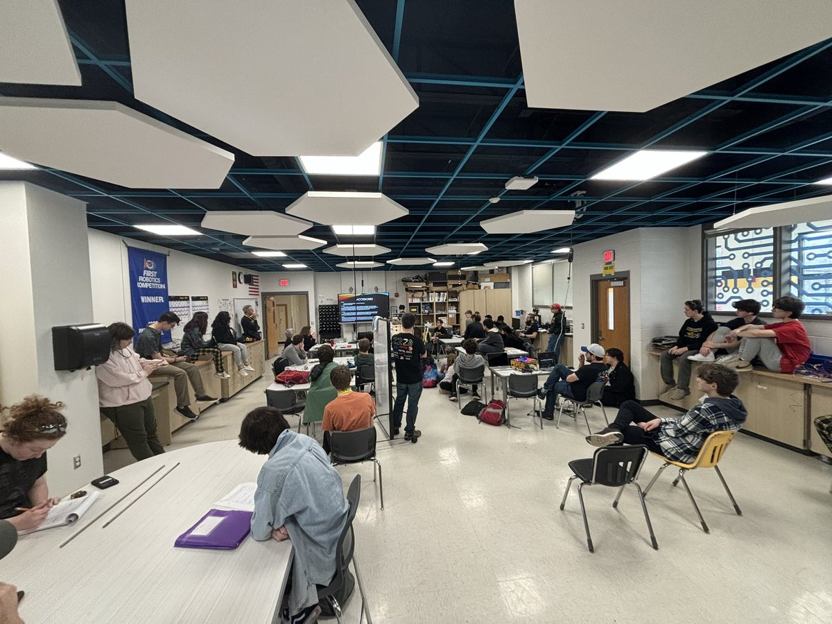 FRC2228's tweet photo. Less then 3 weeks till competition! Technical binder training with the full team and showing off the robot! Every sub-team in full swing. https://t.co/pD5xAMJegE