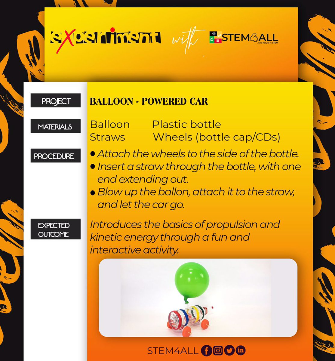 ITHub38560041's tweet image. Gear up for a hands-on adventure with 'Experiment with STEM4ALL'! Design and build your very own balloon-powered car at home! 🏎💨Share your awesome creations with us!  #STEM4ALL #DIYScience #STEMChallenge"
