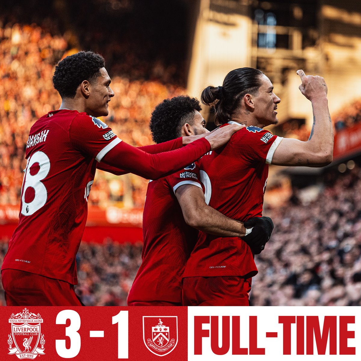 Three points in front of a new league record attendance at Anfield! 🙌