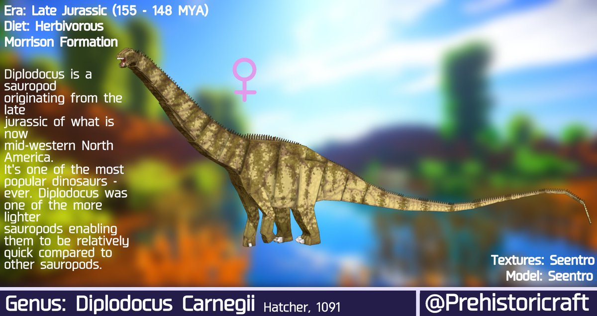 Introducing the Diplodocus! 
Give a warm welcome to the first sauropod of the mod ❤
#Blockbench #Dinosaurs
#Minecraft #Prehistory
