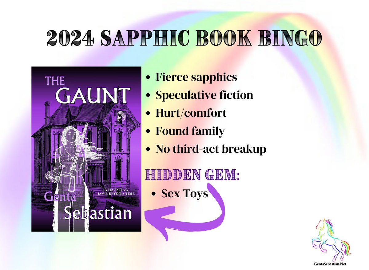 Playing <a href="/JaeFiction/">Jae 🏳️‍🌈</a> Sapphic Book Bingo? The Gaunt fills several categories, including this week's hidden gem: Sex toys!
amazon.com/dp/B0CLT362SS

#SapphicBookBingo #Lesfic #SapphicLit #wlwBooks #SapphicFantasy