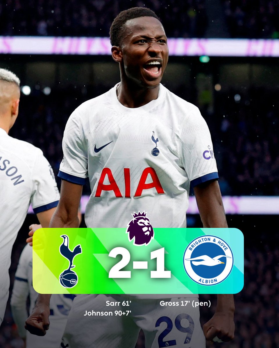 Spurs produce their third stoppage-time winner of the season! ⌛️

#TOTBHA