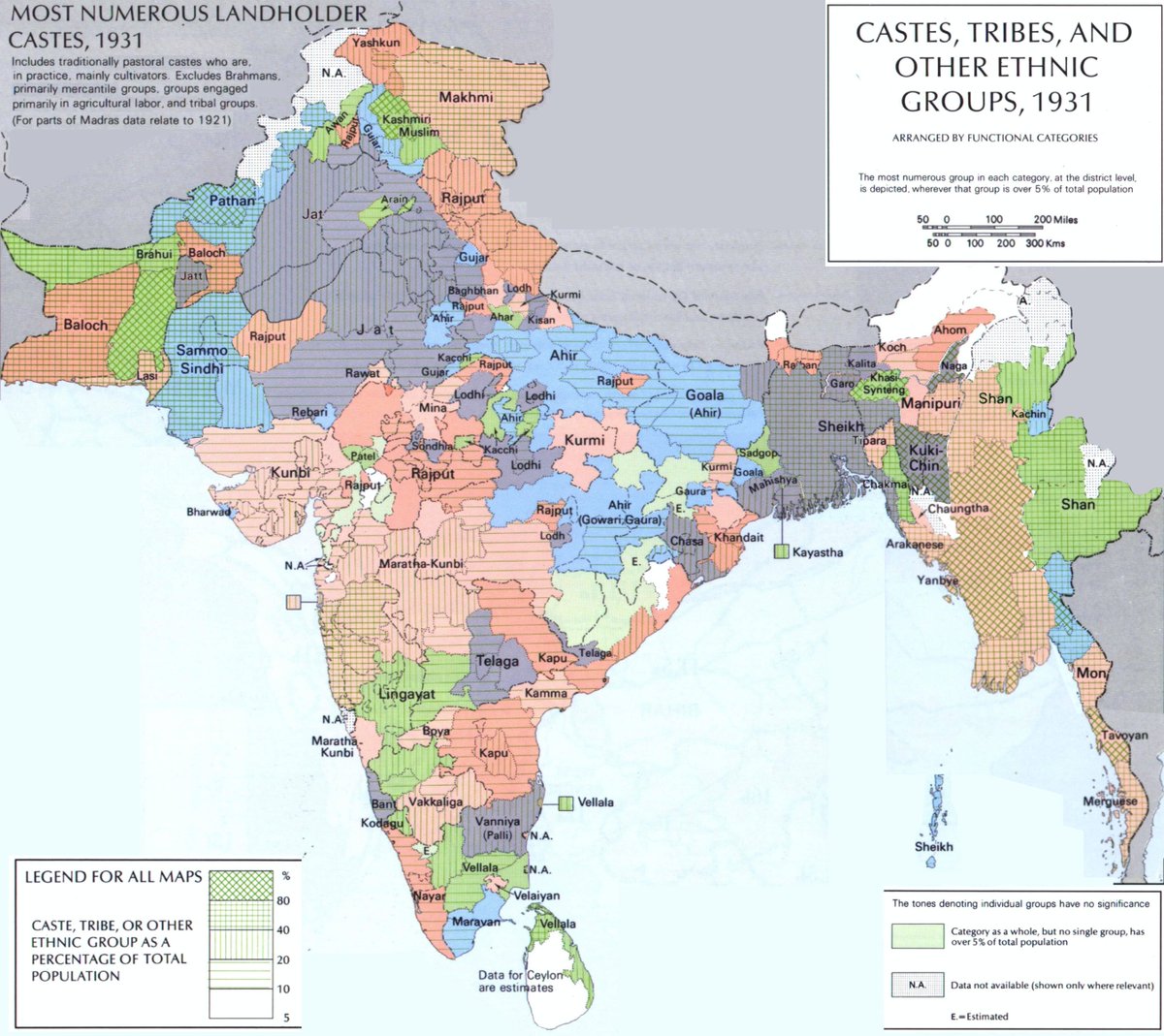 The distribution of landholdings by various tribes and ethnic groups in India as per the 1931 census. The Jats, as indicated on the map, have a significant presence as landholders of prime agriculture lands in various regions of North India, especially in areas that are…