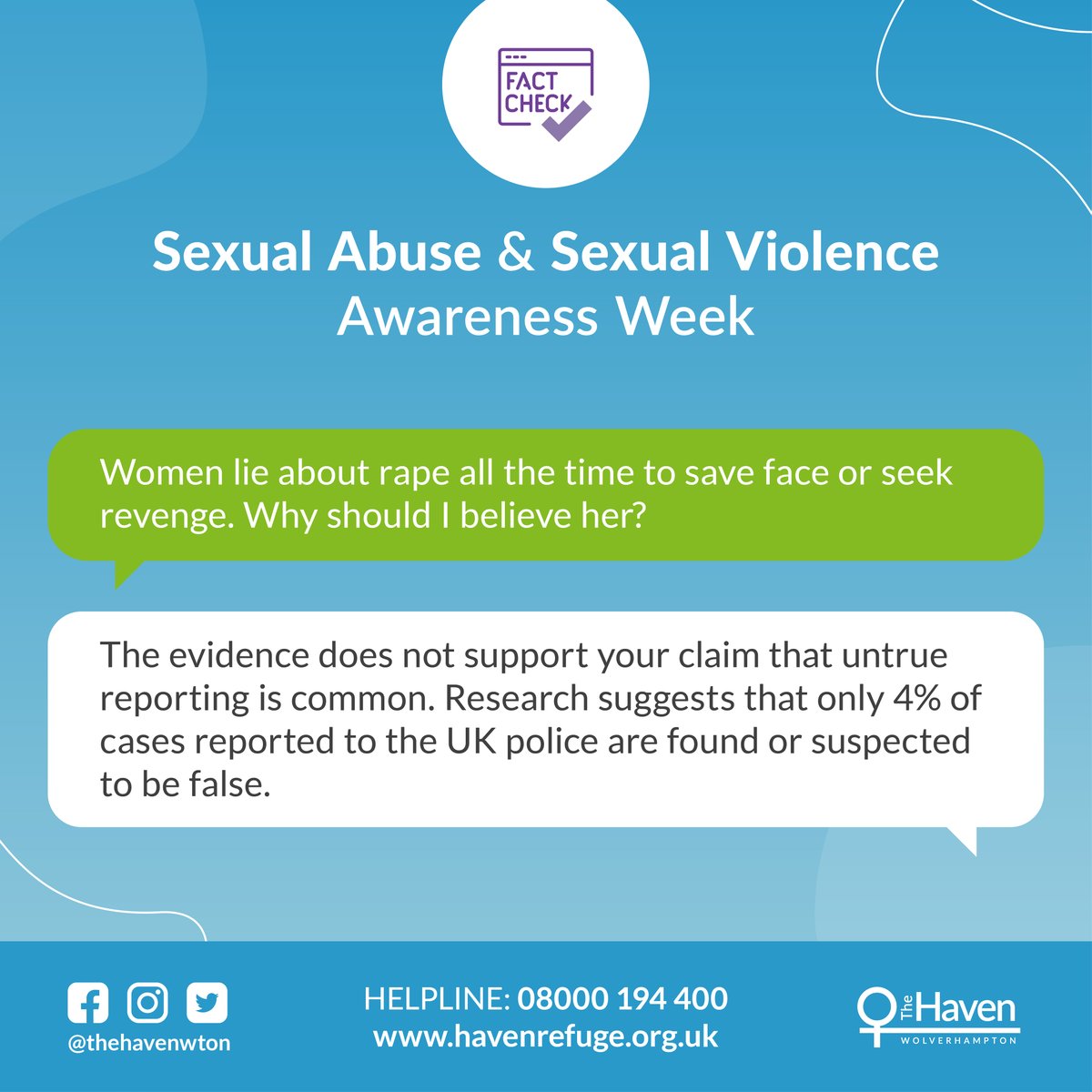 Today we are dismantling myths about sexual assault for #SASVAW2024. Let's challenge victim-blaming, debunk consent stereotypes, and break the silence. Share to foster empathy and support for survivors. 💙 #BreakTheSilence #ItsNotOkay #FactCheck